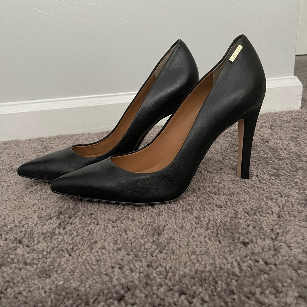 Black Leather Calvin Klein Pumps